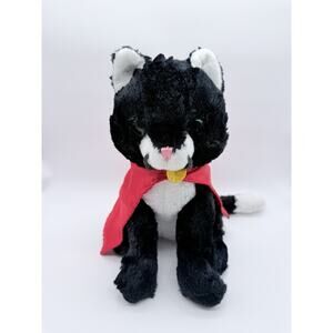 Unipak Tuxedo Black & White Cat Plush Red Super Hero Cape Stuffed Toy 11” 2017